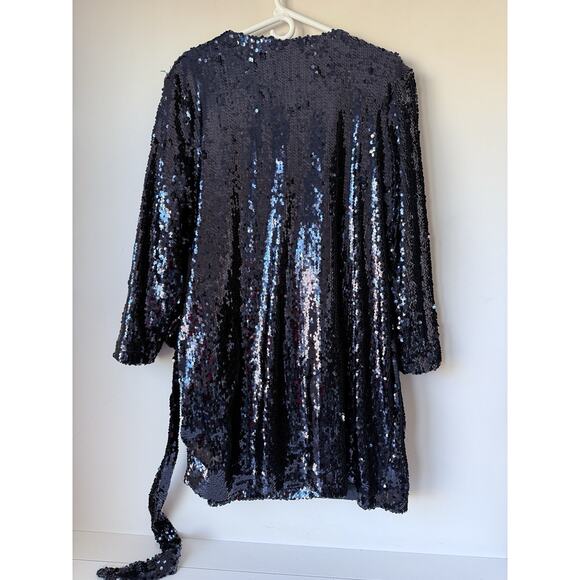 NEW! Esmara Green Sequin Wrap Dress Size Large 12/14 Blue NWT - Picture 2 of 9